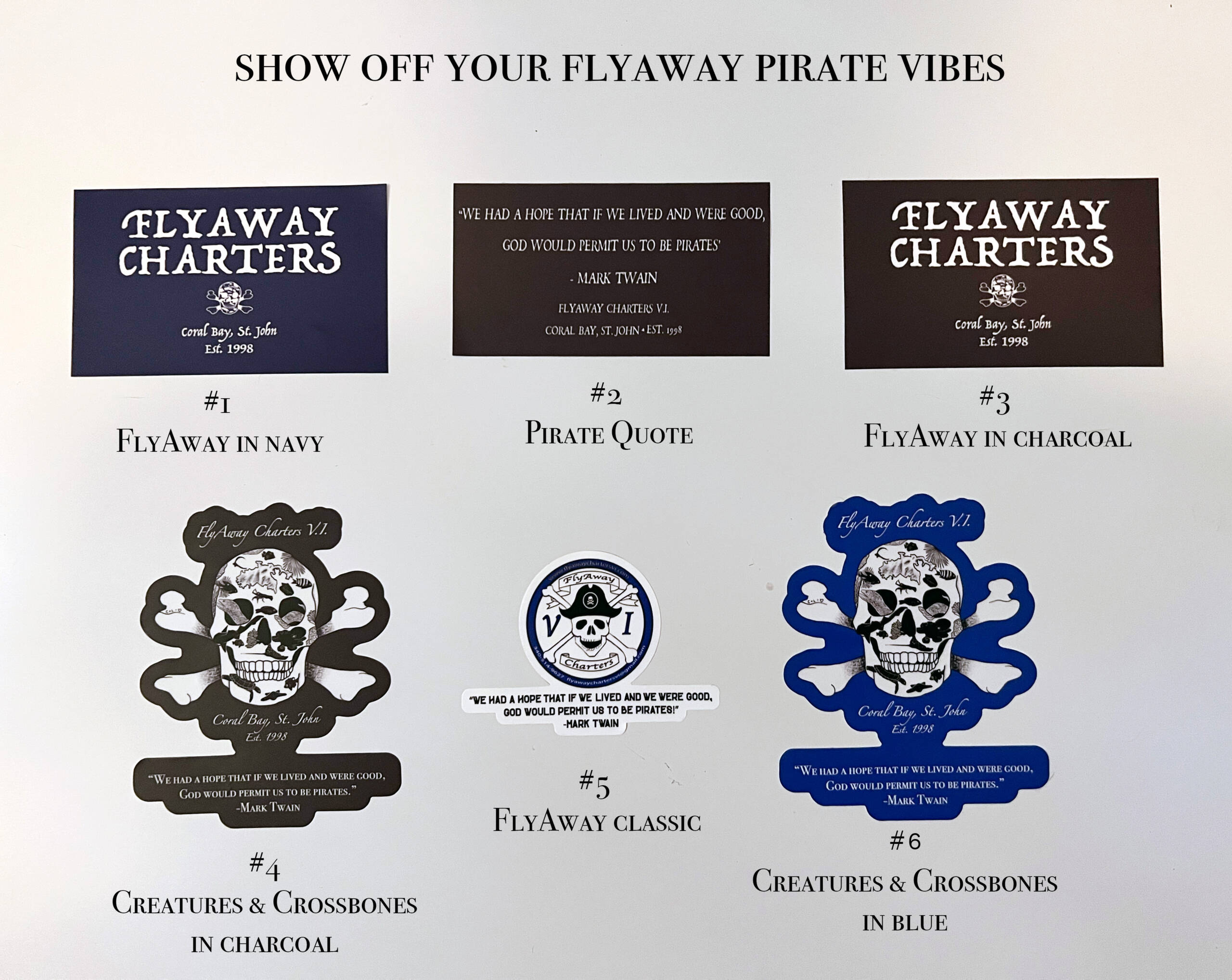 FlyAway Pirate Stickers - FlyAway Charters VI